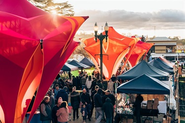 People browsing the market stalls.