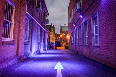 Lit up Ribbon Gang Lane.